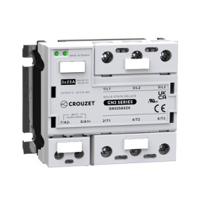 GN325ASZH SSR, GN3, 3-Phase,Panel Mount, 25A, IN 24-255 VAC/DC, OUT 510 VAC, S Zero Cross